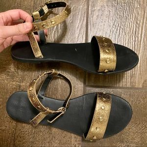 Mix No. 6 Gold Black Cagnina Studded Ankle Sandals